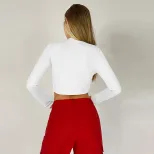 Irregular Hem Long Sleeve T Shirt Sexy Short Crop Top Womens Fashion for Autumn and Winter Whole