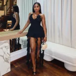 Elegant Backless Mini Dress Sexy Bodycon Silhouette V Neck Halter Neck Waist Cinching Perfect fo