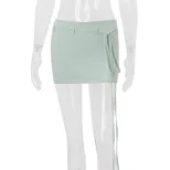 Womens Mini Skirt Slim Fit Low Waist Tie Design Summer Casual Wear Available in Purple and Green Wholesale