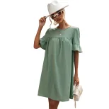 Casual Loose Fit Bell Sleeve Dress Fashionable Design European and American Style Perfect for Ev