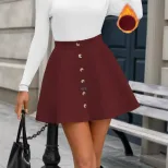 Corduroy Pleated Skirt Versatile Design Fashionable Style Suitable for Casual Wear Ready to Ship
