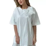 Loose Fit Womens T Shirt 3D Rhinestone Bow Cotton Fabric Short Sleeve Casual Wear for Spring Sum