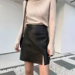 A Line PU Leather Mini Skirt Slim Fit Autumn Winter Style Trendy Design Wholesale Available low