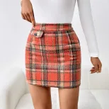 High Waisted Plaid Mini Skirt Stylish Design Bodycon Fit Trendy for Casual Wear Wholesale Availa