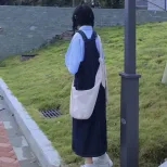 牛仔背带裙韩版宽松女跨境中长款春秋款百搭纯色春夏牛仔连衣裙子