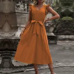 Womens Bohemian Maxi Dress Sexy Backless Waist Cinching Flowy Design Perfect for Vacations and S