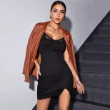 Womens Knitted Lace Slip Dress Sexy Bodycon Fit Side Slit Sleeveless Spring Summer Fashion Whole