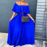 Off Shoulder Pleated Dress Sexy One Shoulder Design Elegant Fit Summer Fashion Perfect for Parti