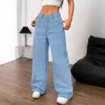 Embroidered Denim Jeans with Bow Detail Fashionable Trendy Design Womens Casual Wear Wholesale A