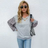 Leopard Print Long Sleeve T Shirt Mid Length Casual Style Comfortable Fabric Perfect for Spring