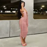 Summer Womens Dress Fashionable Halter Neck Backless Unique Tie Design Bodycon Style Perfect for
