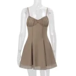 Womens Spring Fashion Dress Sexy V Neck Fitted Waist Spaghetti Straps Stylish for Parties or Nig