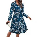 Fashionable Autumn Floral Print Irregular Dress Womens European Style Perfect for Casual Outings