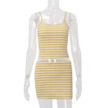 Womens Striped Spliced Cami Top and Bodycon Skirt Set Fashionable Spring Perfect for Vacation an