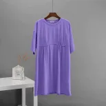 Summer Womens Cotton A Line Dress Casual Loose Fit Round Neck European Style Perfect for Everyda