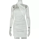 Bodycon Dress Halter Neck Ruched Elegant Fit Fashionable Design for Parties and Events Wholesale