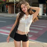 French Style Womens V Neck Short Sleeve Top Sweet Slim Fit Casual Spring Collection Wholesale Av