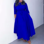 Plus Size African Long Dress Fashionable Tie Design Elegant Style Spring Summer Collection Whole