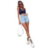 High Waisted Denim Shorts Rolled Hem Stylish Casual Comfortable Perfect for Work or Leisure Read