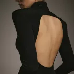 High Neck Long Sleeve A Line Dress Waist Defining Solid Color Elegant Design Autumn Winter Fashi