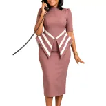 Elegant OL Bodycon Dress Fashionable 5 Point Sleeve Suitable for African and European Styles Who