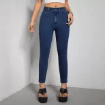 Slim Fit High Elasticity Mid Rise Jeans Womens Casual Denim Trousers Perfect for Everyday Wear W