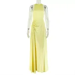 Elegant Sleeveless Bodycon Dress Ruffled Waist Solid Color Slim Fit Perfect for Parties and Even