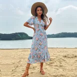 Elegant Summer Beach Dress for Women European Style Lace Up Design Lightweight Fabric Perfect fo