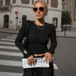 Womens French Style Backless T Shirt Elegant Fashionable Slim Fit Spring Summer Collection Whole