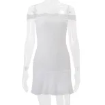Off Shoulder Lace Trim Bodycon Dress Elegant Slim Fit Summer Style Perfect for Parties and Speci