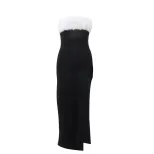 Off Shoulder Fur Trimmed Bodycon Dress Sexy Chic Autumn Style Perfect for Parties and Night Out