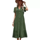 Casual Midi Dress Simple Design Comfortable Fit Summer Style Perfect for Work or Leisure Wholesa