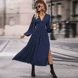 Long Sleeve Solid Color Dress Multi Color Options Casual Spring and Autumn Wear Wholesale Availa