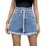 High Waisted Denim Shorts for Women Loose Fit Frayed Hem Casual Style Summer Wear Wholesale Avai