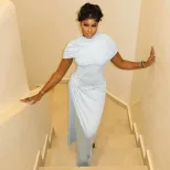 Casual Womens Dress Solid Color Loose Fit Short Sleeve Asymmetrical Hem Comfortable Homewear Who