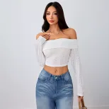 Off Shoulder Crop Top Sweet and Spicy Style Womens Spring Summer Fashion Wholesale Available low