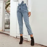 High Waisted Straight Leg Jeans Slim Fit Casual Style Trendy Design Perfect for Everyday Wear Wh