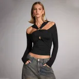 Fashionable Womens T Shirt Off Shoulder Slim Fit Street Style Spring Summer Casual Wear Wholesal