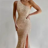 Sleeveless Sequin Dress Elegant One Shoulder Design Perfect for Summer Events Wholesale Availabl