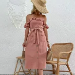 Off Shoulder Dress Casual Minimalist Summer Style Perfect for Parties or Everyday Wear Wholesale