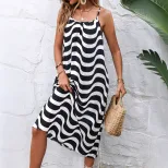 Striped Casual Maxi Dress Stylish Sleeveless Design Comfortable Fabric Perfect for Summer Outing