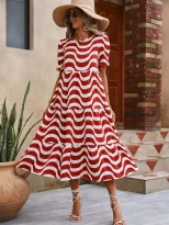 Floral Print Loose Fit Puff Sleeve Dress Casual Style Comfortable Fabric Perfect for Summer Read