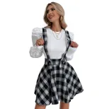 Plaid Midi Dress Slim Fit Long Sleeve Spaghetti Straps Fall Fashion Wholesale Available bulk ord