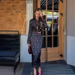 Fashionable Slim Fit Floral Print Long Sleeve Top and Skirt Set Elegant Design Autumn Wear Whole