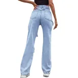 Loose Fit Ripped Denim Jeans Streetwear Style Hip Hop Fashion Flattering Design Womens Casual We