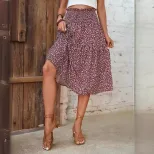 Floral Print Midi Skirt Summer Fashion Lightweight Fabric Stylish Design Perfect for Casual Outi