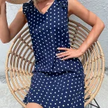 Summer Womens Dress Ruffle Trim Polka Dot Sleeveless Casual Wear or Beach Outing Wholesale Avail