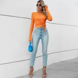 Womens Short Sleeve T Shirt Comfortable Casual Irregular Hem Pleated Design Summer Wear Wholesal