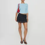 Slim Fit Light Blue Cropped Top 3 4 Sleeve Solid Color Sweet Style Spring Summer Womens Fashion