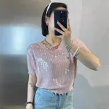Womens Short Sleeve Knit T Shirt Stylish Lightweight Fabric Casual Summer Wear